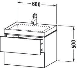 Duravit Waschtischset L-Cube 600x480mm mit Vero Air Waschtisch, 2 Schubkästen, 1 Hahnlochbank, ta s-matt