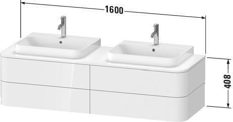 Duravit Happy D.2 Konsolenwaschtischunterbau 1600 mm mit 4 Schubkästen und Tip-On-Technik