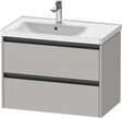 Duravit Ketho.2 Waschtischunterbau 784 mm betongrau matt mit 2 Schubkästen und Becken links