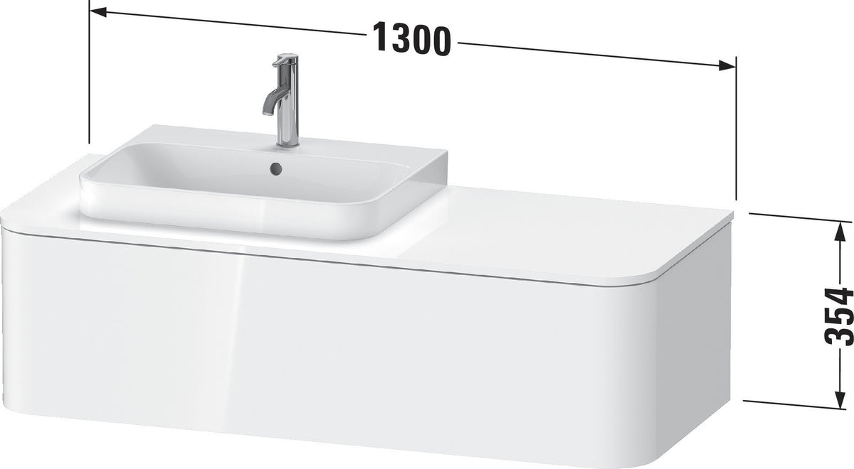 Duravit Happy D.2 Plus Waschtischunterbau 1300 mm taupe supermatt mit Innenbeleuchtung