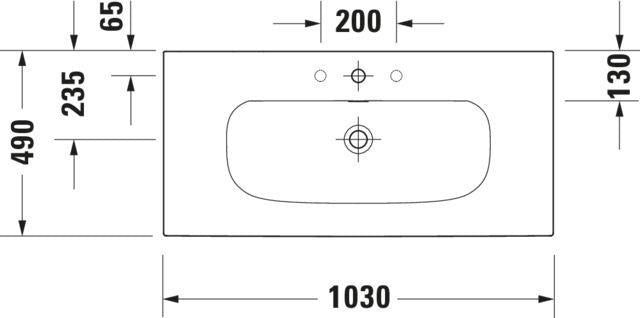 Duravit Viu Möbelwaschtisch 1030 mm Weiß mit Überlauf und Hahnlochbank