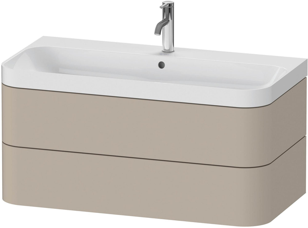 DURAVIT Happy D.2 c-shaped Waschtischset 975 mm wandhängend mit Tip-on und Soft-Close