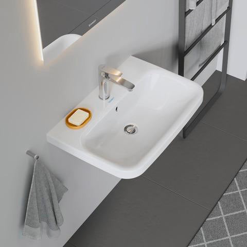 DURAVIT DuraStyle Waschtisch 650 mm mit Überlauf und WonderGliss – Wandhängend, 1 Hahnloch
