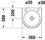 DURAVIT Handwaschbecken Architec 360 mm ohne Überlauf, mit Hahnlochbank, weiß