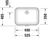 DURAVIT Einbauwaschtisch Soleil by Starck 490 mm Weiß, ohne Hahnloch, mit Überlauf