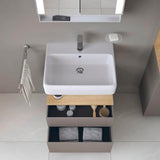 DURAVIT Qatego Waschtischunterbau 590 mm wandhängend, 1 Auszug, weiß Hochglanz, Nische Eiche Schwarz