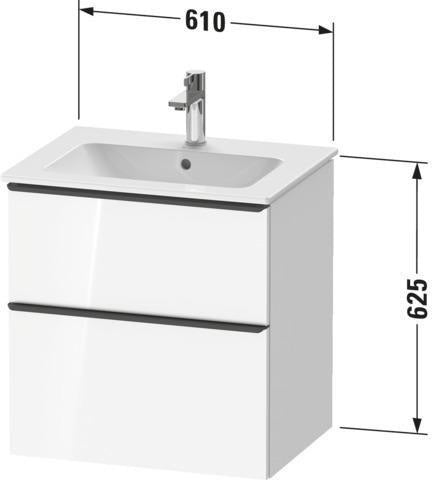 DURAVIT D-Neo Waschtischunterbau 610 mm Eiche Schwarz mit Bronze Griff – wandhängend