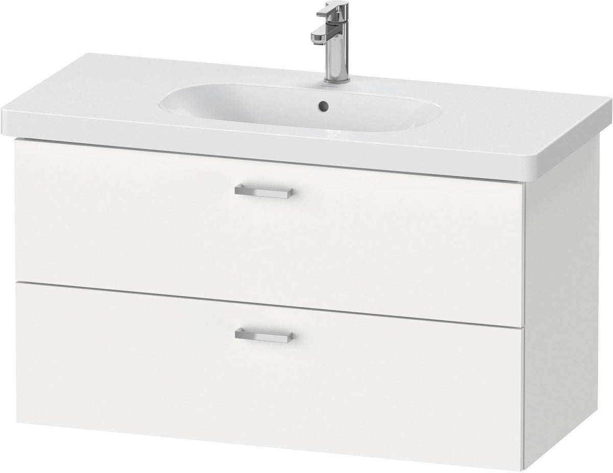 Duravit XBase Waschtischunterbau wandhängend 600 mm, 2 Schubladen, weiß matt – Soft-Close