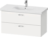 Duravit XBase Waschtischunterbau wandhängend 600 mm, 2 Schubladen, weiß matt – Soft-Close