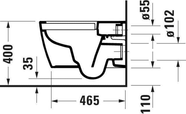 DURAVIT ME by Starck Wand-WC Tiefspüler 540 mm Weiß Seidenmatt mit HygieneFlush und DuraShield