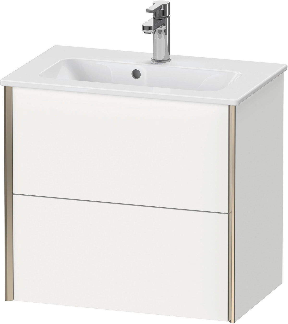 DURAVIT XViu Waschtischunterbau wandhängend 610 mm, 2 Schubladen, champagner matt/weiß matt