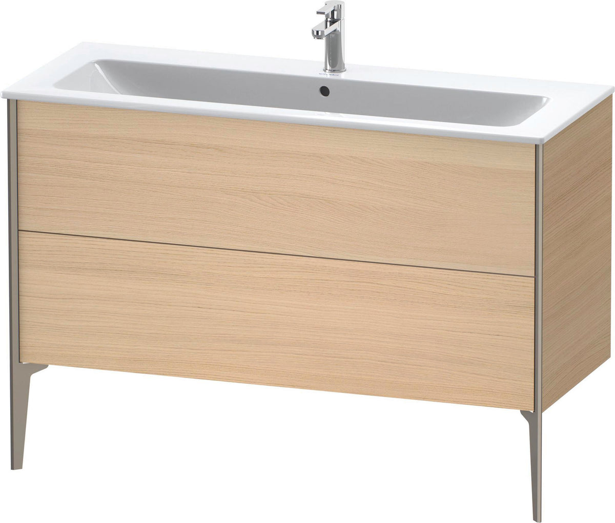 DURAVIT XViu Waschtischunterbau bodenstehend 1210 mm, 2 Auszüge, champagner matt/weiß matt