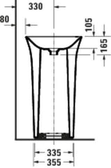 DURAVIT White Tulip Freistehender Waschtisch 500 mm, ohne Überlauf, ohne Hahnloch