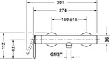 Duravit Balcoon Einhebel-Brausemischer Aufputz – Hochglanz verchromt, DN 15, für Durchlauferhitzer
