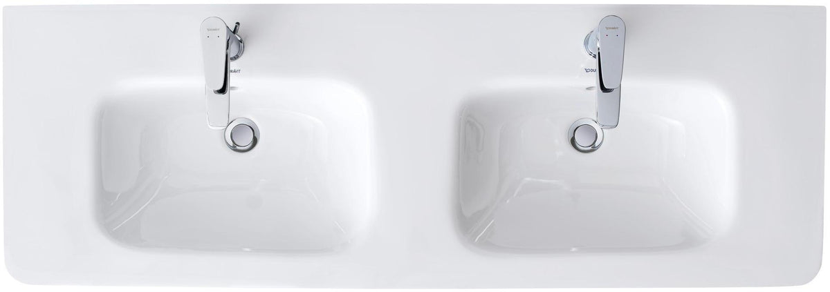 DURAVIT DuraStyle Doppelwaschtisch 1400 mm mit Überlauf und je 1 Hahnloch, weiß