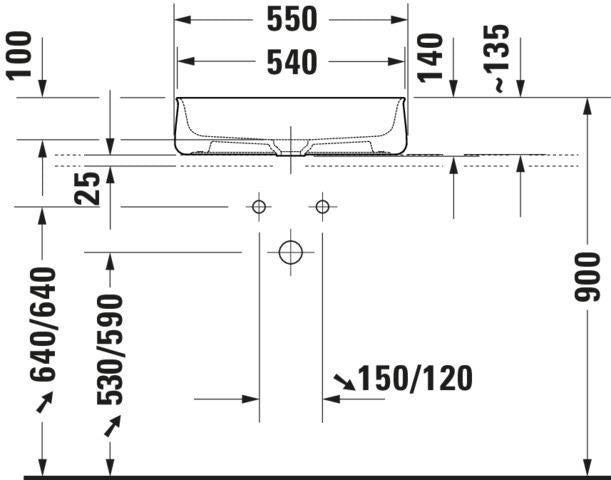 DURAVIT Zencha Aufsatzbecken 550 mm – Weiß, ohne Hahnloch & Überlauf, DuraCeram