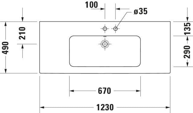 DURAVIT ME by Starck Möbelwaschtisch 1230 mm Weiß Seidenmatt mit Überlauf und 1 Hahnloch