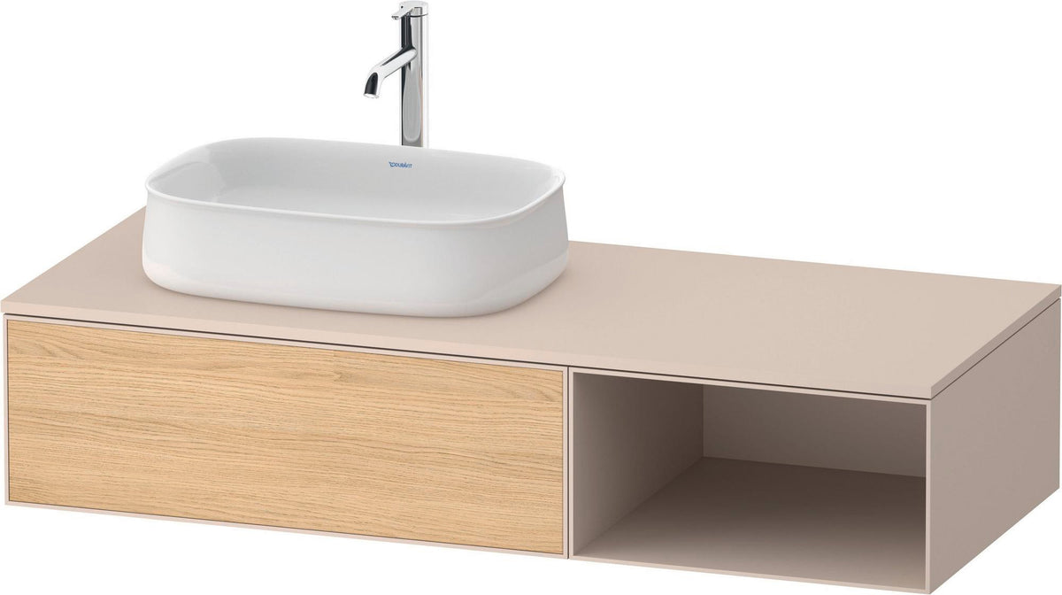 Duravit Zencha Konsolen-Waschtischunterbau 1300 mm Eiche Anthrazit mit Auszug und Tip-on-Technik