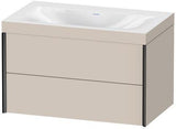 Duravit XViu Möbelwaschtisch-Set 800 mm mit Viu Waschtisch, Nussbaum Mitte, 2 Schubkästen, wandhängend