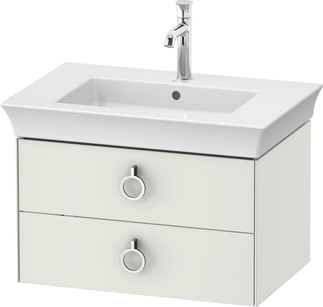 Duravit White Tulip Waschtischunterbau wandhängend 684 mm mit 2 Schubkästen und Griff, weiß seidenmatt
