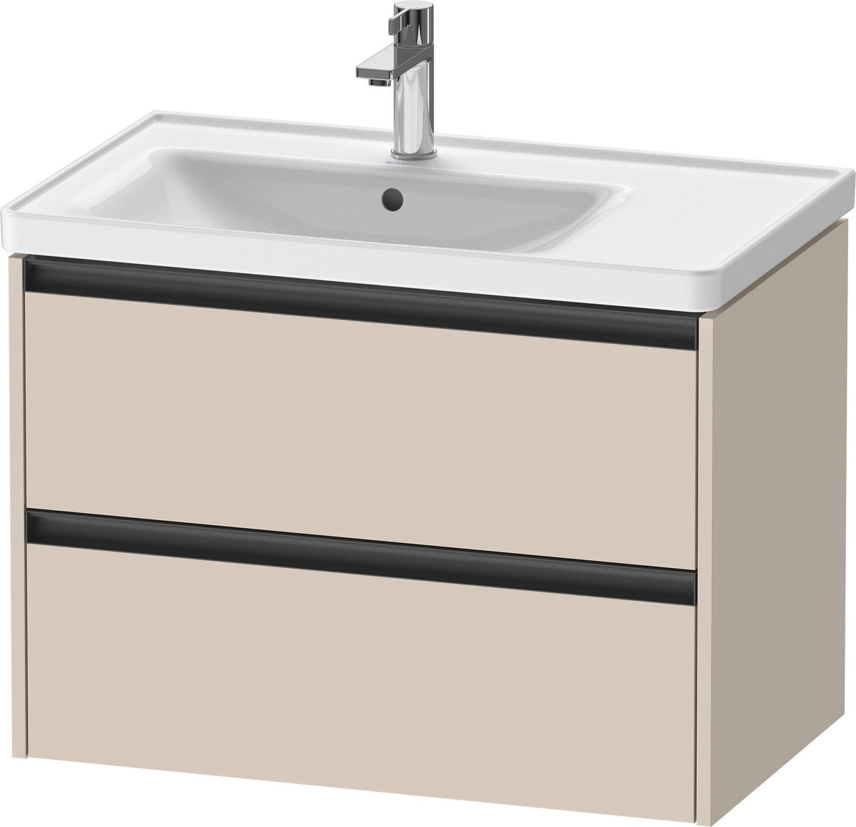 Duravit Ketho.2 Waschtischunterbau 784 mm betongrau matt mit 2 Schubkästen und Becken links