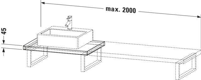 DURAVIT L-Cube Konsole variabel 45 mm weiß matt mit 2 Ausschnitten, 550 mm tief