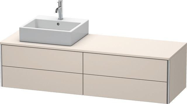 Duravit XSQUARE Waschtischunterbau 1600 mm mit Becken links – Sand Matt