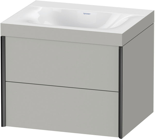 DURAVIT XViu c-bonded Waschtischunterbauset, 2 Schubkästen, wandhängend, schwarz/betongrau matt