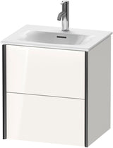 DURAVIT XViu Waschtischunterbau wandhängend 557x510x420 mm, 2 Schubkästen, schwarz/weiß Hochglanz