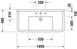 Duravit Waschtisch Starck 3 850 mm mit Überlauf, Hahnlochbank und WonderGliss in Weiß