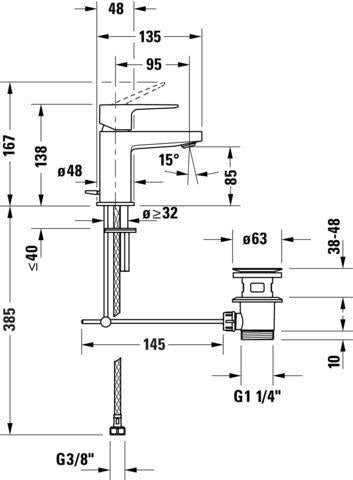 DURAVIT Manhattan Einhebel-Waschtischmischer S mit Zugstange, Chrom – Keramikmischsystem, 95 mm Auslauf