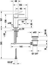 DURAVIT Manhattan Einhebel-Waschtischmischer S mit Zugstange, Chrom – Keramikmischsystem, 95 mm Auslauf