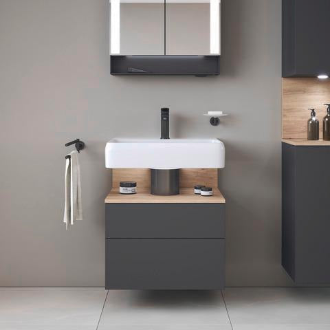 DURAVIT Qatego Waschtischunterbau 590 mm wandhängend, 1 Auszug, weiß Hochglanz, Nische Eiche Schwarz