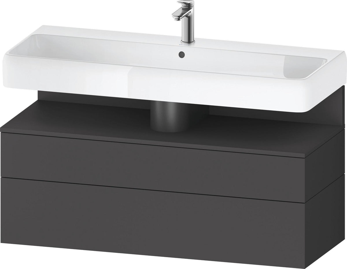 Duravit Qatego Waschtischunterbau 1190 mm – Weiß Matt mit Eiche Schwarz Nische, 1 Auszug, LED