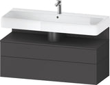 Duravit Qatego Waschtischunterbau 1190 mm – Weiß Matt mit Eiche Schwarz Nische, 1 Auszug, LED