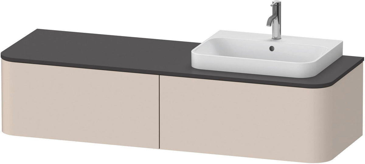 DURAVIT Happy D.2 Konsolenwaschtischunterbau 1600 mm Taupe Supermatt mit 2 Auszügen und Tip-On