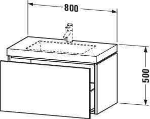 Duravit L-Cube c-bonded Waschtischset 800 mm mit Vero Air Waschtisch, 1 Auszug, Schwarz Hochglanz