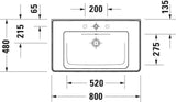 Duravit D-Neo Wandwaschtisch 650 mm weiß mit Überlauf und WonderGliss