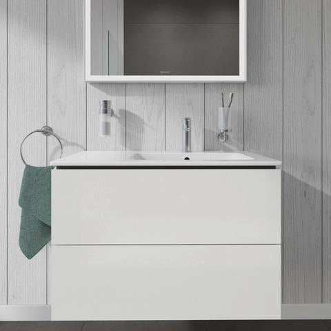 DURAVIT L-Cube Waschtischunterbau 820 mm wandhängend, 2 Schubkästen, Becken rechts, Betongrau Matt
