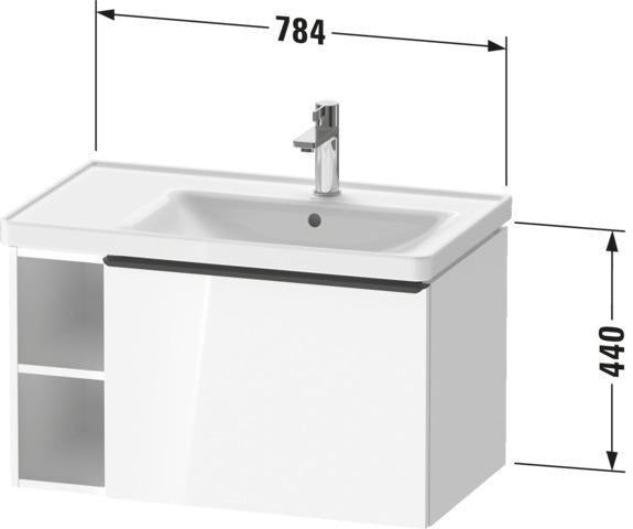 DURAVIT D-Neo Waschtischunterbau 784 mm wandhängend mit 1 Auszug und 2 offenen Fächern in Betongrau Matt