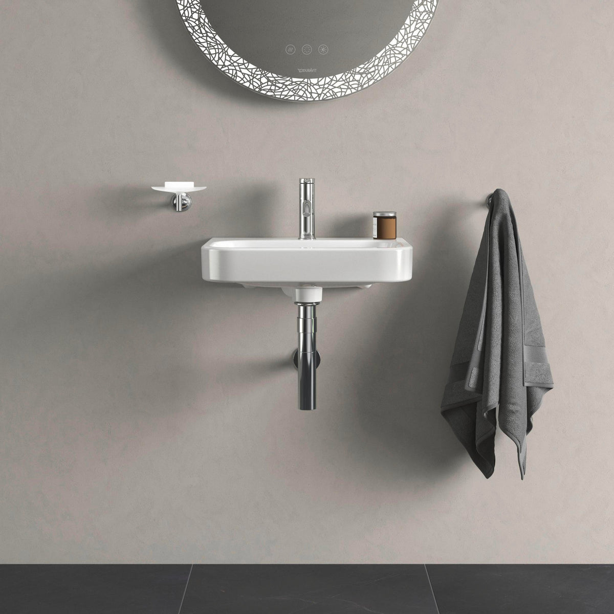 Duravit DU Design Siphon Schwarz Matt – Flaschensiphon Universal mit Rosette