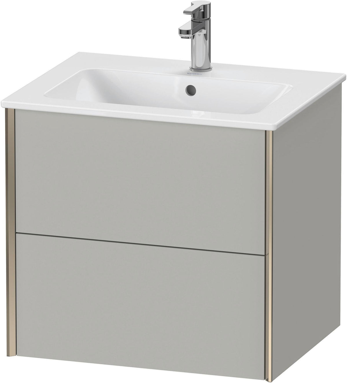 DURAVIT XViu Waschtischunterbau wandhängend 610 mm, 2 Schubkästen, weiß matt – ohne Griff, mit Tip-On-Technik