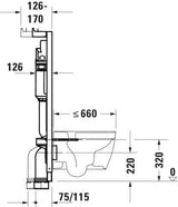 DURAVIT DuraSystem Trockenbau Installationssystem für WC 1150 mm mit mechanischer Frontspülung