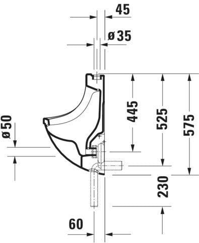 Duravit Urinal STARCK 3 330x350mm von oben, ohne Fliege, weiss, WonderGliss