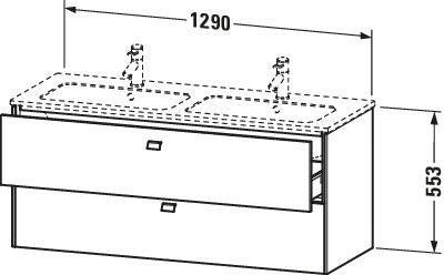 DURAVIT Brioso Waschtischunterbau 2 Schubkästen 1290 mm Betongrau Matt
