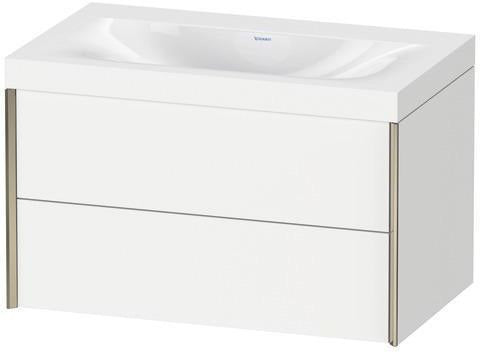 Duravit XViu Möbelwaschtisch-Set 800 mm mit Viu Waschtisch, Nussbaum Mitte, 2 Schubkästen, wandhängend