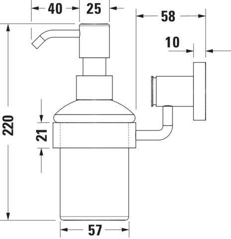 DURAVIT D-Code Seifenspender mit Glasflakon und verchromtem Messinghalter für Wandmontage