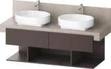 DURAVIT Balcoon Konsolenwaschtischunterbau 1200 mm Sandbeige Struktur mit 2 Schubkästen und 3 offenen Fächern