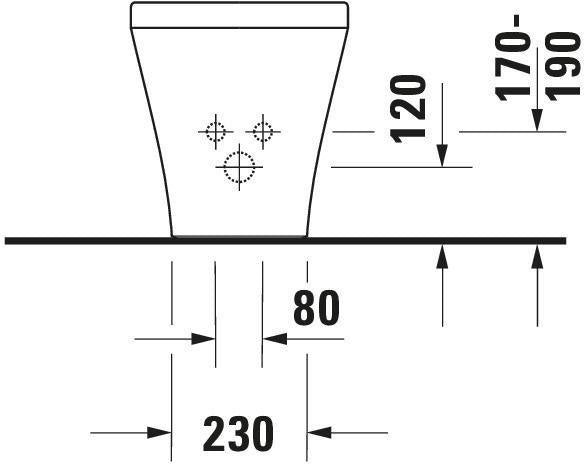 DURAVIT DuraStyle Stand-Bidet 370 mm weiß mit Überlauf, Hahnlochbank & WonderGliss