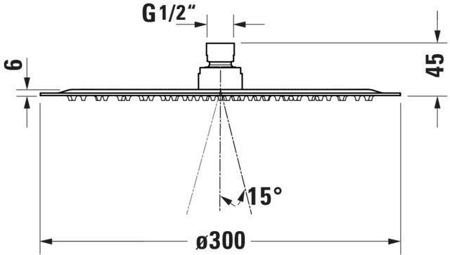 DURAVIT Kopfbrause D300 Rain Schwarz Matt – 300 mm, rund, Antikalk, Wand- & Deckenmontage